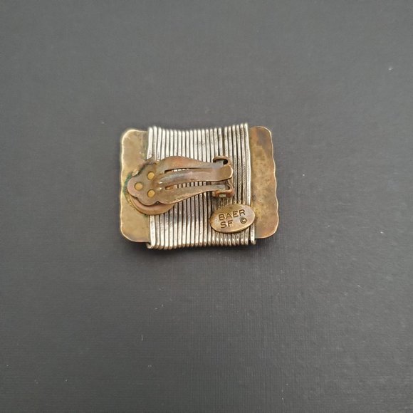 Marjorie Baer SF Brutalist Clip On Earring Mixed Metal Gold Silver - Picture 5 of 5